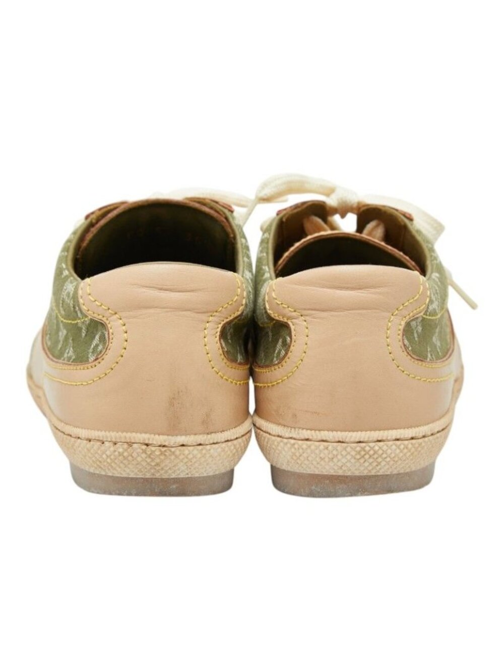 Louis Vuitton Monogram Sneakers 35.5 Beige Green Canvas Leather - Picture 3 of 8